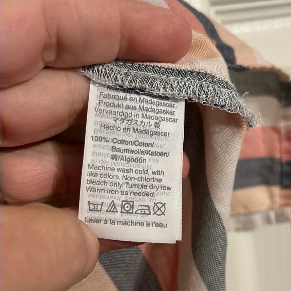MADEWELL Small Gray Pink Peach White Loungewear Sleep Shirt Lonnie Button Up